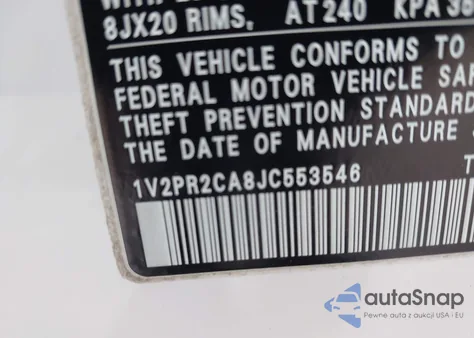 2018 Volkswagen Atlas 3.6L V6 Se W/Technology z USA, uszkodzony, nr VIN 1V2PR2CA8JC553546